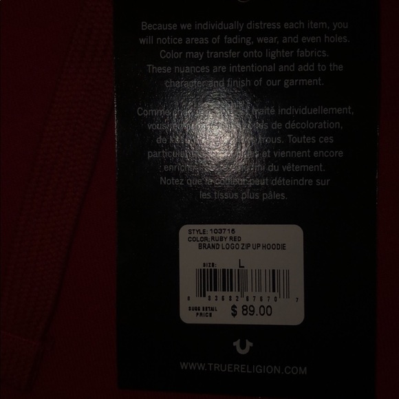 Red True Religion hoodie - Picture 3 of 3